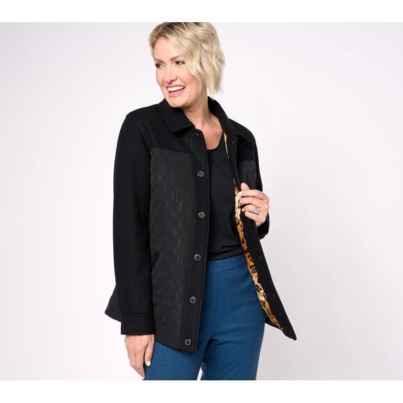 Isaac Mizrahi Live! Tops - Isaac Mizrahi Live! Women's Top Sz S Estate Mixed Media Quilted Black A606742